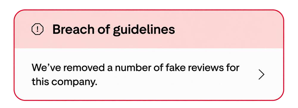 Trustpilot notice: Breach of guidelines. We’ve removed a number of fake reviews for this company.